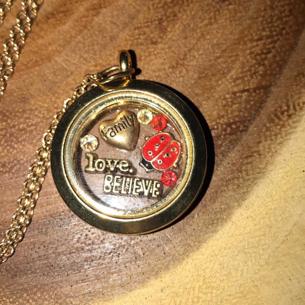 Gold Plated ladybug Floating Charm Necklace NEW